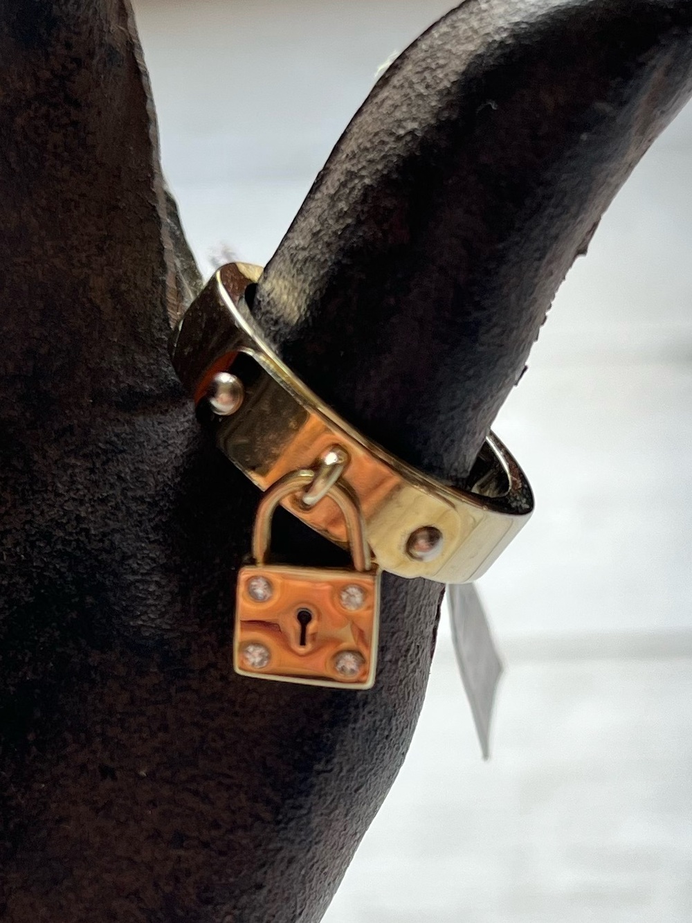 Coach Gold Padlock Charm Ring Size 8